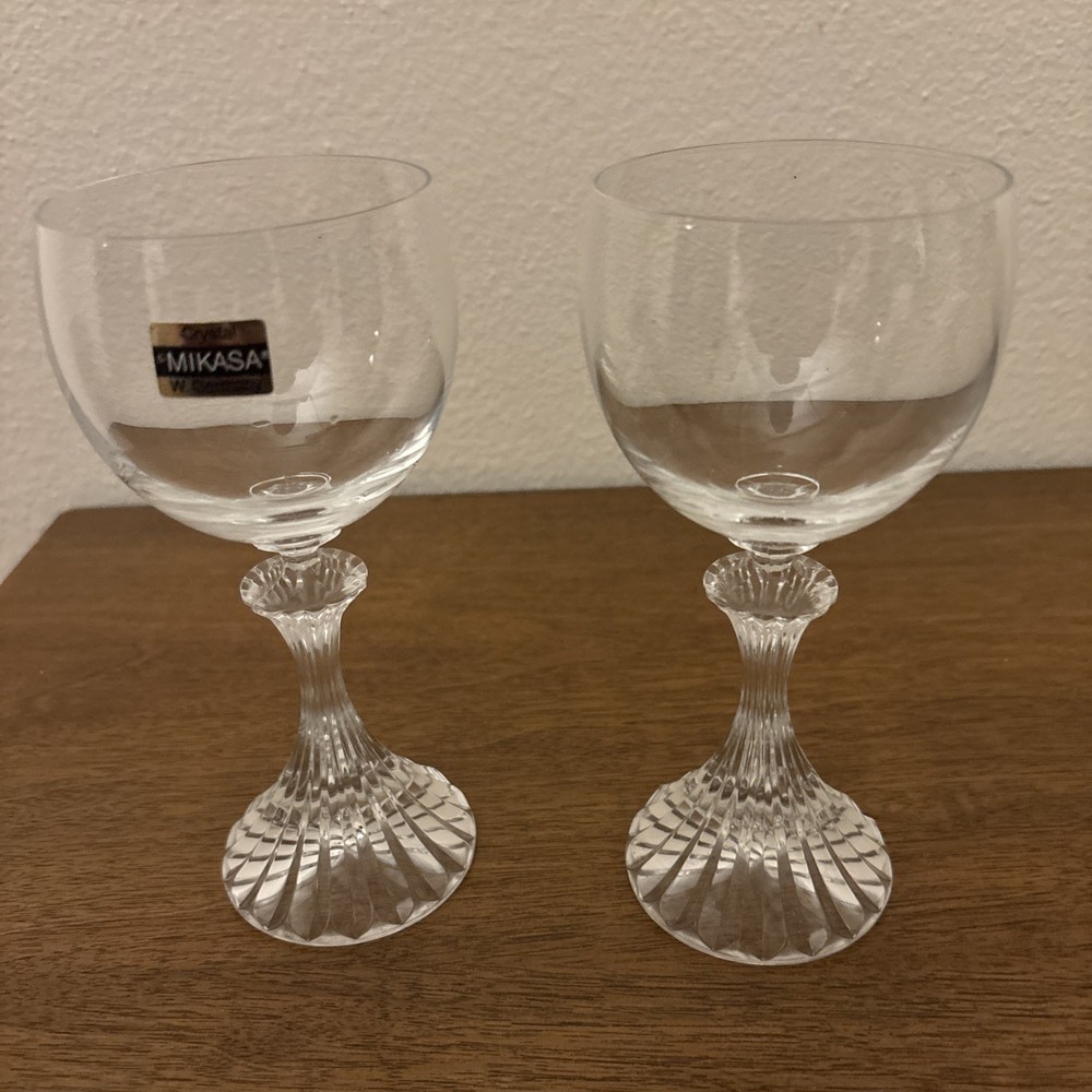 MIKASA «THE RITZ» Crystal Water Goblets / Wine Glasses 7” Set 2
