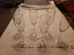 crystal d’arques champagne flutes Set 6 2″ X 6 1/4″ Twisted Stem
