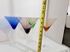VTG Lenox Tuscany Seasons Collection Etched Colored Martini Glass 6 oz Set of 4