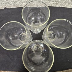 Clear Pressed Glass Goblets Set 4 Footed Water Wine Glasses Contemporary Modern