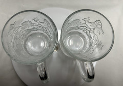Set of 2 Cristal D’Arques Mallory Crystal Coffee Tea Mugs Raised Leaves France