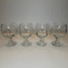 (4) Vintage MCM Libbey Chivalry Clear Brandy Snifters, Cognac Glasses Rare EUC