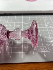 Vintage Pink Champagne Flutes Set of 2 Ribbed Glass Toasting Glasses Romantic
