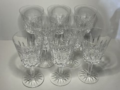 Set of 8 WATERFORD CRYSTAL Lismore 6-7/8″ Water Goblet/Wine Glasses IRELAND Vtg