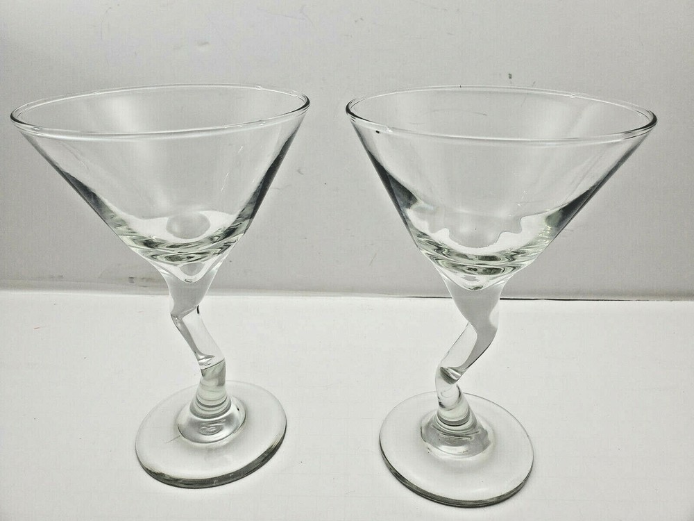 Libbey Bent Z Stem Clear Martini Glasses Set Of 2