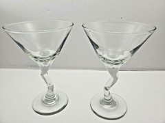 Libbey Bent Z Stem Clear Martini Glasses Set Of 2