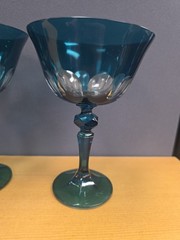 Set Of 4 Acqua Rialto Coupe Glasses By Sir Madam Millicent/ Teal Elegant Barware