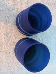 Set of 2 Blue Phoenician glass tumblers originating from Hebron.