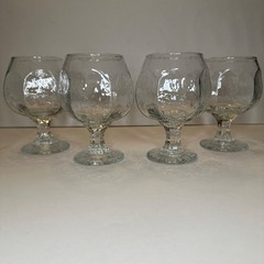 (4) Vintage MCM Libbey Chivalry Clear Brandy Snifters, Cognac Glasses Rare EUC