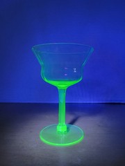Vintage Uranium Glass Coupe Sherbet Glasses Set of 6 UV Reactive Depression Era