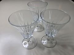 Vintage Italian Glass Wine Goblets Set of 3 – Clear Fluted Faceted Design