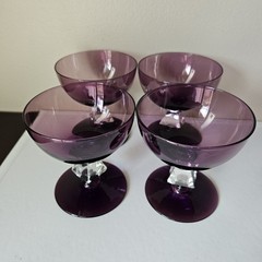 4 Amethyst Purple Sherbert Champagne Glasses 4″ Bryce Aquarius Pattern
