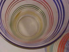 Retro Tumblers Lot of 2 Mid Century Modern Striped Multi-Color Holds 1 Cup Used