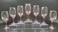 7 Libbey Premiere Pink Water Goblet Set Vintage Elegant Stemware Bar Glasses Lot