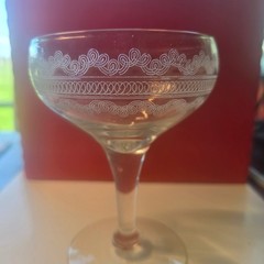 Set of 6 Vtg Fostoria Needle Etched Cloverleaf Sherbet/Champagne Glasses