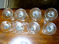 Vintage LIBBEY Clear DIAQUIRI Cocktail GLASSES w/Bent Zig Zag Stem Set of 8