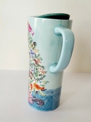 Christmas Travel Mug Ceramic Tree Teal Gasket Lid New 7.5″ Coffee Keeper