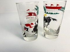 Vintage Libbey Jockey Club Horse Racing Highball Glasses Santa Anita/Pimlico