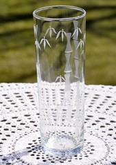 4 Libbey Frosted Bamboo Cooler Drinking Glasses 14 oz.
