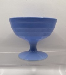 Vintage Hazel Atlas Glass Sherbet Moderntone Platonite Pastel Fired On Blue