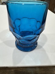 Viking glass Georgian tumbler in the bluenique color MCM Brutalism