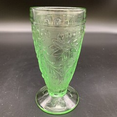 Set of 4 Tiara Green Sandwich Iced Tea Tumblers | Vintage Collectible Glassware