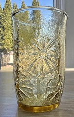 Vtg Anchor Hocking SpringSong Honey Gold Amber Flat Juice Glass 3.75”