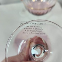 Anthropologie (4) Pink Gold Waterfall Coupe Champagne Wine Glass Ombre 24k Gold