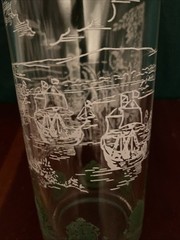 Vintage Highball Glass Bar Glass Colonial Williamsburg Virginia Green White 16oz