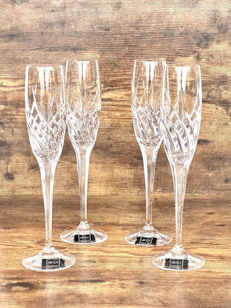 Set of 4 Mikasa Preview XY 732/007 Crystal Champagne Flute Glasses Slovenia