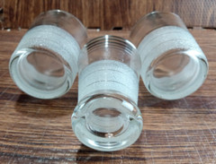 MCM Juice Tumbler & Double Shot Glass Silver Band & Textured Stripes Set of 3 Pc