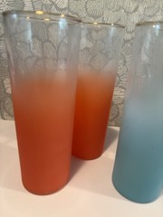 Set Of 8 Vintage Federal Glass Co. «Blendo» style Collins glasses 4 Ombré Color
