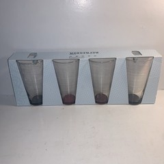 NEW Set of 4 Anchor Hocking 17oz Drinking Glasses in Original Box color bottoms