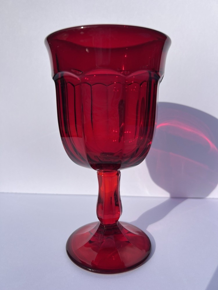 VTG Viking Arlington Ruby Red Goblet 7” Paneled Cathedral Arch Wine Water Glass