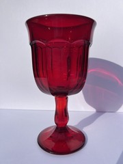 VTG Viking Arlington Ruby Red Goblet 7” Paneled Cathedral Arch Wine Water Glass