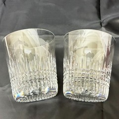 Used Good Baccarat Nancy Tumbler Rocks Glass Pair Crystal Clear