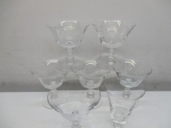 Vtg Fostoria Crystal Etched «Rose» Pattern Wine Glasses-EUC-(6) 4″ (1) 4 1/2″
