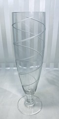 Set of 4 Mikasa Cheers Crystal Pilsner Glasses Etched Dots Lines Swirls Spirals