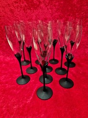 Set 2 Mikasa RARE Matt Alexandra Black Tulip Stemware Champagne Flutes 8 Availbl