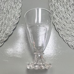 Set of 2 Clear Glass Anchor Hocking Boopie Glass Goblets with Beaded Base