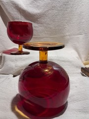 Block Capers Collection 4-1/2″ Ruby & Amber Wine Goblet Set Of 2