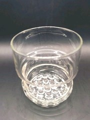 Pair Of Vintage Clear Stackable Hobnail Bottom 12 Ounce Rocks Glasses Excellent