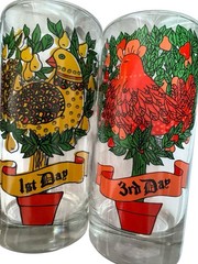 12 Days Of Christmas Set Of 5 Holiday Drinking Glasses Vintage 1970-80’s Whimsy