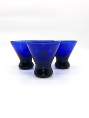 Libbey Set of 4 Cobalt Blue 4” Lowball Stemless Cocktail Martini Glasses Barware