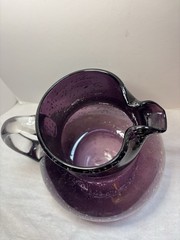 Artland Iris Plum Purple Bubble Glass Water Pitcher Hand Blown RARE
