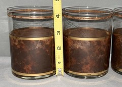 Vtg Culver Old Fashion Glasses MCM Brown 5 Lowball Cocktail 22kt Gold Barware