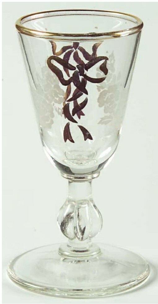 Set of 5 Libbey Rose Classic Gold Ribbon White Rose Cordial Glasses