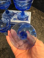 4FOSTORIA GLASS BLUE ARGUS Sherbert Henry Ford Museum Set Of 4~ 5″