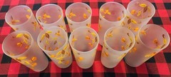 Vintage Set of Qty. 10 Hall Jewel Tea Autumn Leaf 5.5”High Frosted 12oz Glasses