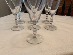 VTG Crystal Wine Glasses with Cut Sphere on Stem 8 oz. (Set of 7)